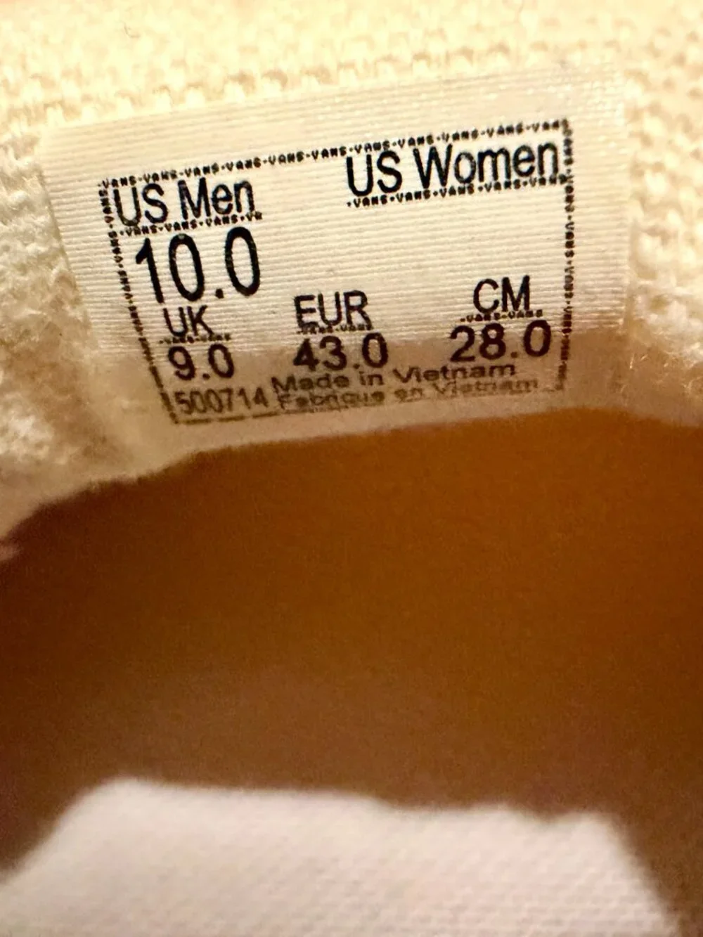 Vans new tag